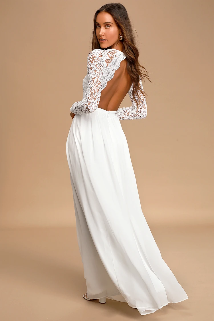 89$ Love White Long Sleeve Lace Dress