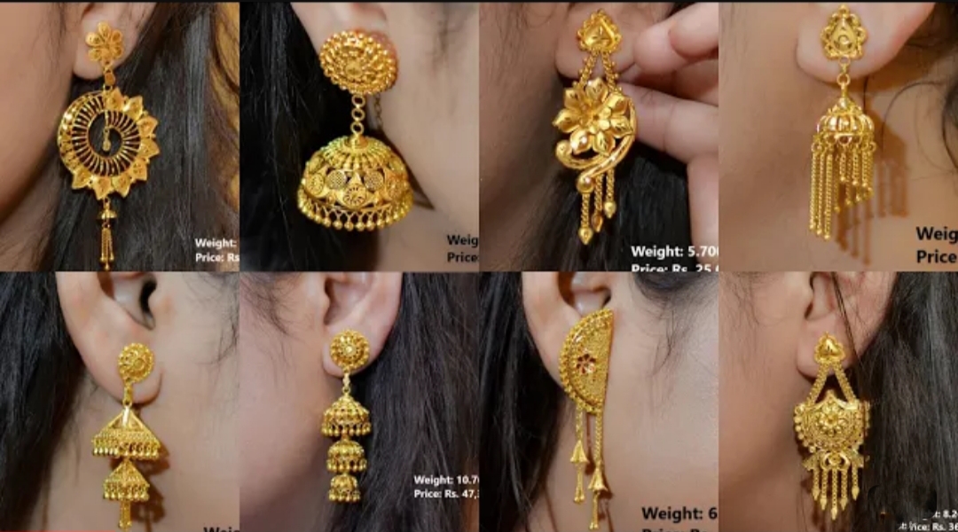 Letest Light Weight Gold Jhumka Designs For Indian Women - Jiboner Rong ...