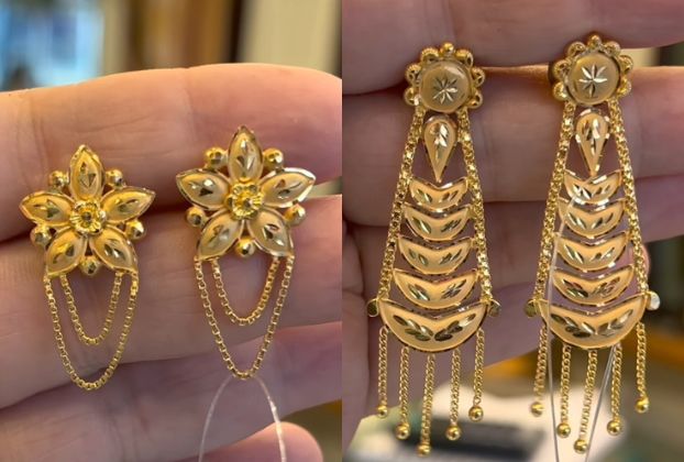 3 To 3.50 Grams Gold Earrings