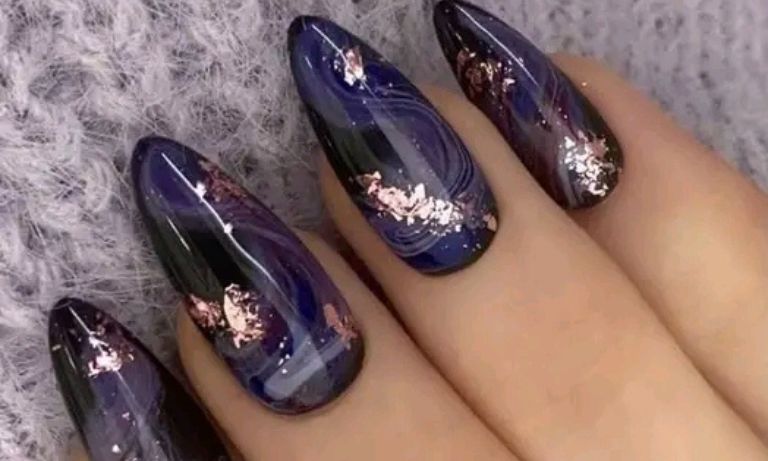 Unique purple nail art