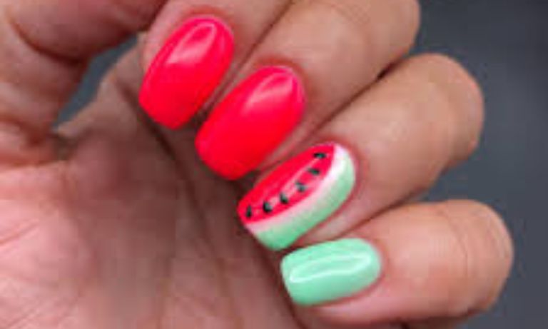 Neon Watermelon nail art