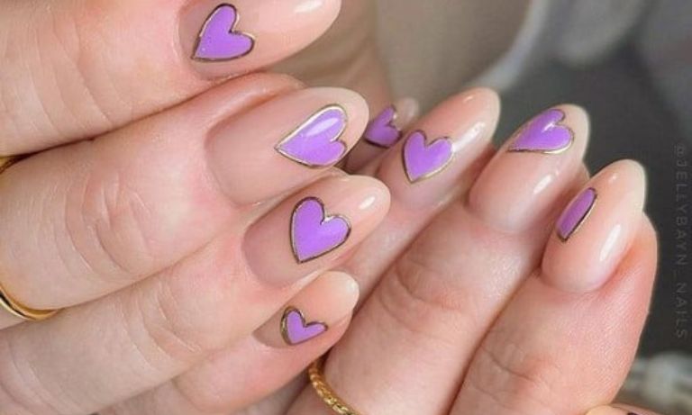 Outlined Purple Hearts